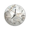 Nástěnné hodiny kulaté pr.30cm bílé kameny zrcadlově na hladině (Materiál kalené sklo)