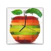 Nástěnné hodiny 30x30cm mix ovoce ve tvaru jabko (Materiál kalené sklo)