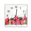 Nástěnné hodiny 30x30cm svěží ovoce ve vodě na bílém podkladu (Materiál kalené sklo)