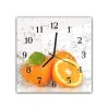 Nástěnné hodiny 30x30cm ovoce pomeranče ve vodě na bílém pozadí (Materiál kalené sklo)
