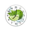 Nástěnné hodiny kulaté pr.30cm čerstvá limetka, lístky a voda (Materiál kalené sklo)