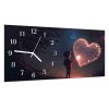 Nástěnné hodiny 30x60cm třpytivé srdce z hvězd (Materiál kalené sklo)