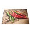 Skleněné prkénko chilli a pepř na dřevě (Prkénko 40x30cm)