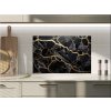 Sklo do kuchyně luxusní černo zlatý mramor (Rozměry skla do kuchyně 60 x 150 cm)