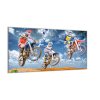 Nástěnné hodiny motorky cross 30x60cm (Materiál kalené sklo)