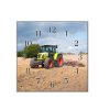 Nástěnné hodiny 30x30cm traktor claas na poli (Materiál kalené sklo)