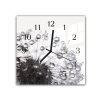 Nástěnné hodiny 30x30cm odkvetla pampeliška černo bílá s rosou (Materiál kalené sklo)