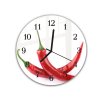 Nástěnné hodiny kulaté pr.30cm dvě chilli papričky na bílém pozadí (Materiál kalené sklo)