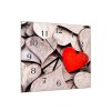 Nástěnné hodiny  30x30cm rustikální srdce červené a šedé
