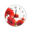 Nástěnné hodiny kulaté pr.30cm detail květy červené vlčí máky (Materiál kalené sklo)