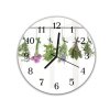 Nástěnné hodiny kulaté pr.30cm čerstvé bylinky na tyči (Materiál kalené sklo)