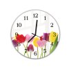 Nástěnné hodiny kulaté pr.30cm květy barevných tulipánů (Materiál kalené sklo)