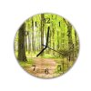 Nástěnné hodiny kulaté pr.30cm listnatý les a pěšina (Materiál kalené sklo)