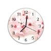 Nástěnné hodiny kulaté pr.30cm růžové květy stromu (Materiál kalené sklo)