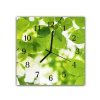 Nástěnné hodiny 30x30cm větev zelené listí buk (Materiál kalené sklo)