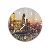 Nástěnné hodiny kulaté pr.30cm město Londýn v západu slunce (Materiál kalené sklo)