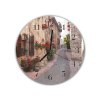 Nástěnné hodiny kulaté pr.30cm ulička ve městě Assisi Itálie (Materiál kalené sklo)