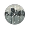 Nástěnné hodiny pr.30cm noční město Miami v černobílé barvě (Materiál kalené sklo)