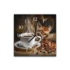 Nástěnné hodiny 30x30cm rozsypaná káva, bílý šálek (Materiál kalené sklo)
