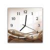 Nástěnné hodiny 30x30cm hnědá vektor vlna pozadí béžové (Materiál kalené sklo)