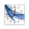 Nástěnné hodiny 30x30cm modrá abstraktní vlna na bílém pozadí (Materiál kalené sklo)