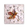 Nástěnné hodiny 30x30cm list javorový jako pozadí i detail (Materiál kalené sklo)