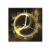 Nástěnné hodiny 30x30cm zlatý abstrakt na tmavém pozadí (Materiál kalené sklo)