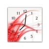 Nástěnné hodiny 30x30cm červeny abstrakt na bílém (Materiál kalené sklo)