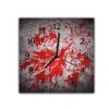 Nástěnné hodiny 30x30cm na šedém červený střik barvy (Materiál kalené sklo)