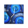 Nástěnné hodiny 30x30cm kulatý vzor modrý abstrakt (Materiál kalené sklo)