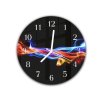 Nástěnné hodiny kulaté pr.30cm barevná vlna na černém (Materiál kalené sklo)