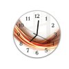 Nástěnné hodiny kulaté pr.30cm temně oranžová vlna (Materiál kalené sklo)