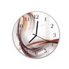 Nástěnné hodiny kulaté pr.30cm bordó oranžová vlna (Materiál kalené sklo)