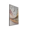Nástěnné hodiny 30x60cm abstrakt hnědá vlna šedé pozadí (Materiál kalené sklo)
