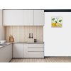 Nástěnné hodiny 30x30cm čerstvé citrony s lístky ve vodě (Materiál kalené sklo)