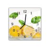 Nástěnné hodiny 30x30cm čerstvé citrony s lístky ve vodě (Materiál kalené sklo)