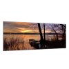 Obraz skleněný jezero s loďkou v západu slunce (Rozměry-obdélník 90 x 120 cm)