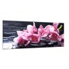 Obraz skleněný fialové květy orchideje na oblázcích kamenech (Rozměry-obdélník 90 x 120 cm)