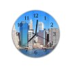 Nástěnné hodiny pr.30cm přístav a mrakodrapy město New York (Materiál kalené sklo)