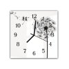 Nástěnné hodiny 30x30cm malovaná černá odkvetla pampeliška (Materiál kalené sklo)