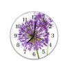 Nástěnné hodiny kulaté pr.30cm fialový květ allium (Materiál kalené sklo)