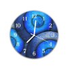Nástěnné hodiny kulaté pr.30cm abstraktní modrý vzor (Materiál kalené sklo)