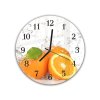 Nástěnné hodiny kulaté pr.30cm ovoce pomeranče ve vodě (Materiál kalené sklo)