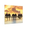 Obraz skleněný západ slunce vodní vily (Rozměry-čtverec 90 x 90 cm)