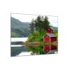 Obraz skleněný dům u jezera (Rozměry-čtverec 90 x 90 cm)