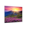 Obraz skleněný horská louka se západem slunce (Rozměry-čtverec 90 x 90 cm)