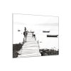 Obraz skleněný molo u moře a loďky (Rozměry-čtverec 90 x 90 cm)