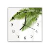 Nástěnné hodiny 30x30cm zelené palmové listy (Materiál kalené sklo)