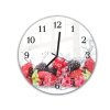 Nástěnné hodiny kulaté pr.30cm čerstvé zahradní ovoce ve vodě (Materiál kalené sklo)
