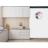 Nástěnné hodiny kulaté pr.30cm fialová orchidej nad zen kameny (Materiál kalené sklo)